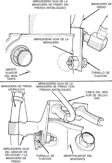 Abrazaderas gu&iacute;a del cableado del sensor de velocidad y la manguera del freno dodge neon